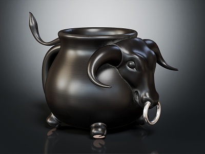 modern mug cow head mark coffee cup 3d model