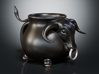 modern mug cow head mark coffee cup 3d model