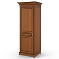 Classic Wooden Wardrobe With Solid Door And Elegant Brass Handle Design 3d model
