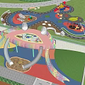 Modern Pergola Design In Community Park With Green Spaces Pathways And Colorful Landscape Features