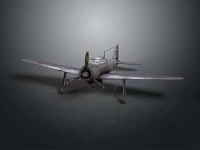Vintage Gray Aircraft Model on Dark Background with Propeller Wings and Cockpit for Space Aviation 3d model