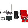 Professional Hardware Tools Collection With Red Toolbox Wrench Pliers And Black Storage Case 3d model