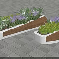Landscape Seats With Curved Wooden And White Structure Adorned With Colorful Plants