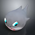 Cartoon Shark Character As Cute Marine Creature With Big Blue Eyes Open Mouth