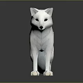 White Low Poly Fox Model Standing On Gray Background With Reflective Surface 3d model