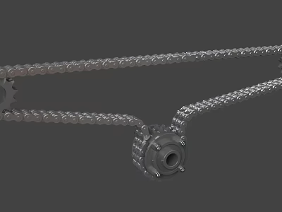 Mechanical Chain Gear Assembly With Metal Shaft And Industrial Components 3d model