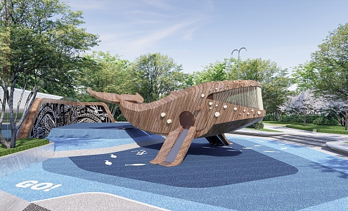 Modern Children's Play Area Outdoor Children's Play Area Whale Equipment Children's Equipment Plastic Field 3d model