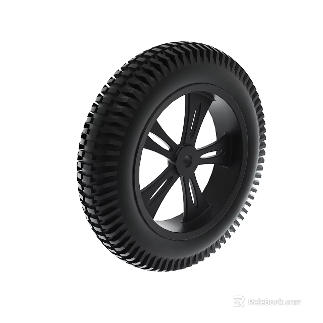 Black Tire With Stylish Wheel Hub Design 3d model 