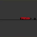 Red Electric Drill with Black Cord Formed as Hand Shape on Gray Background