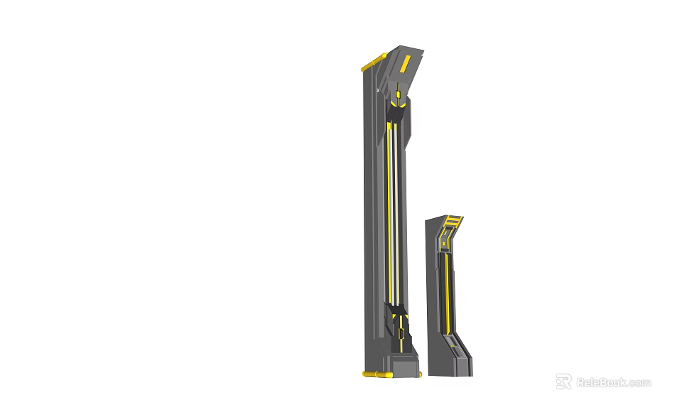 Modern Architectural Columns With Gray Yellow Design And Decorative Details 3d model 