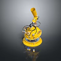 Yellow Mechanical Sci Fi Game Movie Character with Long Top Tube Round Base and Wires