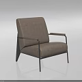 Modern Single Chair With Light Brown Leather Upholstery And Black Metal Frame