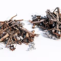 Stone and Wood Construction Debris Pile with Mixed Scrap and Rusted Metal