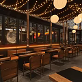 Modern Upscale Restaurant Interior With Warm Ambient Lighting Complete Bar And Comfortable Dining Seats
