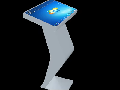 Public Facility Interactive Touchscreen Kiosk With White Stand And Information 3d model