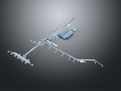 Passenger Aircraft Structure Diagram Showing Key Components And Detailed Design Parts 3d model