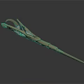 Ornate Decorative Dagger With Intricate Carvings On Metal Handle And Slender Sharp Blade
