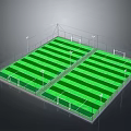 Outdoor Twin Football Fields Setup With Green Turf White Lines Fencing And Lighting Poles