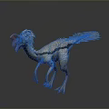 Realistic 3D Rendering of Feathered Dinosaur With Red Head and Gray Plumage
