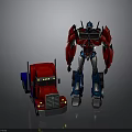 Transformers Robot And Red Truck With Mechanical Details And Metallic Finish