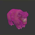 3D Artistic Bear Creature Sculpture With Orange Green Fur Moss Covered Details And Sharp Claws