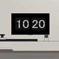 Modern TV Stand with Digital Clock Display Green Plant Books and Decorative Items