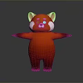 Red Panda Game Movie Character With Open Arms Standing Pose White Facial Features Red Body