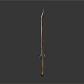 Ornate Traditional Sword With Red And Gold Intricate Patterns On Hilt And Blade