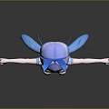 Cute Game Anime Character With Blue Twin Tails Rabbit Ears White Sportswear And Arms Outstretched