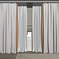 Gray and White Velvet Curtains in Modern Room Interior with White Walls and Door