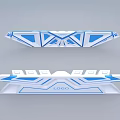 Modern Reception Desk With Blue And White Geometric Patterns And Sleek Design 3d model