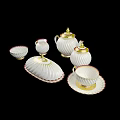 Elegant White Porcelain Tea Set With Teapot Sugar Bowl Creamer And Gold Trim