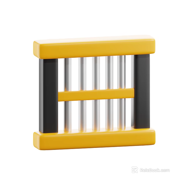 Yellow And Black Frame Decorative Ornament Set With Silver Vertical Bars And Horizontal Accent 3d model 