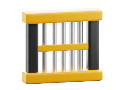 Yellow And Black Frame Decorative Ornament Set With Silver Vertical Bars And Horizontal Accent 3d model