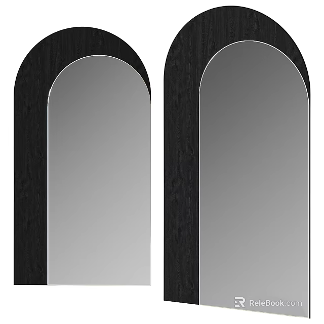 Two Decorative Arched Mirrors with Black Frame for Modern Home Interior 3d model
