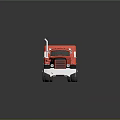 Red Semi Truck Model With Large Wheels Shiny Surface And Metal Front Grille
