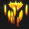Glowing Yellow Crystal Cluster With Sharp Luminous Spikes And Bright Edges
