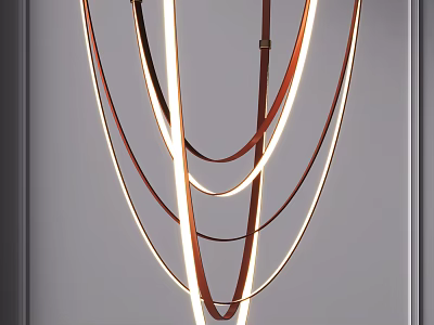 Modern Chandelier with Multiple Bronze Circular Rings and Integrated LED Lighting Fixture 3d model