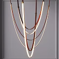 Modern Chandelier with Multiple Bronze Circular Rings and Integrated LED Lighting Fixture 3d model