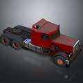 Red Heavy Duty Semi Truck Cab With Metal Wheels And Trailer Hitch