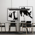 Nordic Dining Table and Chair Combination Table and Chair Combination 3d model