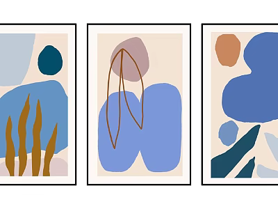 Abstract Wall Art Set With Geometric Shapes And Colorful Minimalist Design 3d model