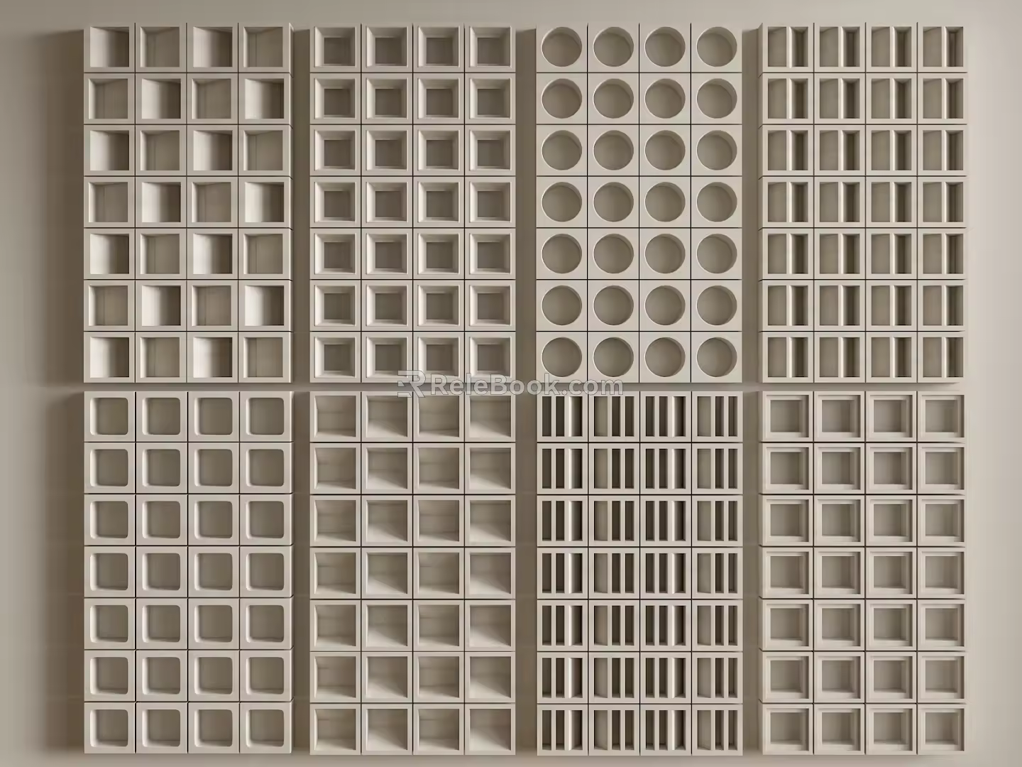 Modern partition precast cement brick partition 3d model