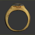 Vintage Gold Fashion Accessory Ring With Textured Band And Blue Brown Stone On Top