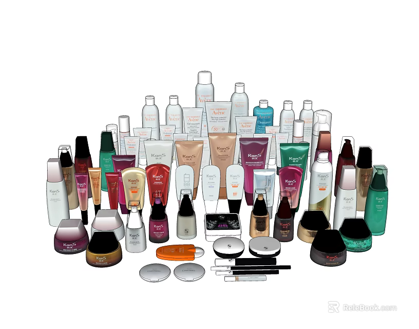 Assorted Perfume And Cosmetics Collection With Various Bottles Jars And Containers 3d model