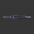 Futuristic Blue And Gray Sci Fi Assault Rifle With Tactical Scope And Metallic Design