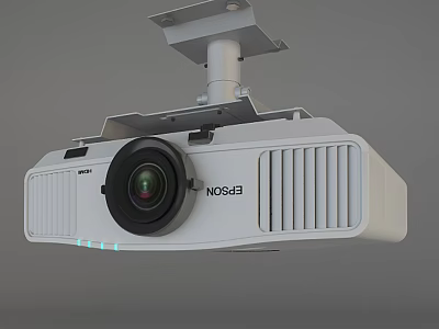 Epson White Projection Monitoring Projector With Ceiling Mount Lens And Heat Dissipation 3d model