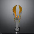 Modern Torch Design With Sleek Silver Body And Illuminated Orange Flame