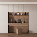 Modern Warm Toned Full Wall Bookcase With Hidden Storage LED Lights And Elegant Decor Displays