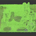 Ancient Castle Ruins Model Featuring Stone Walls Courtyard and Green Grass